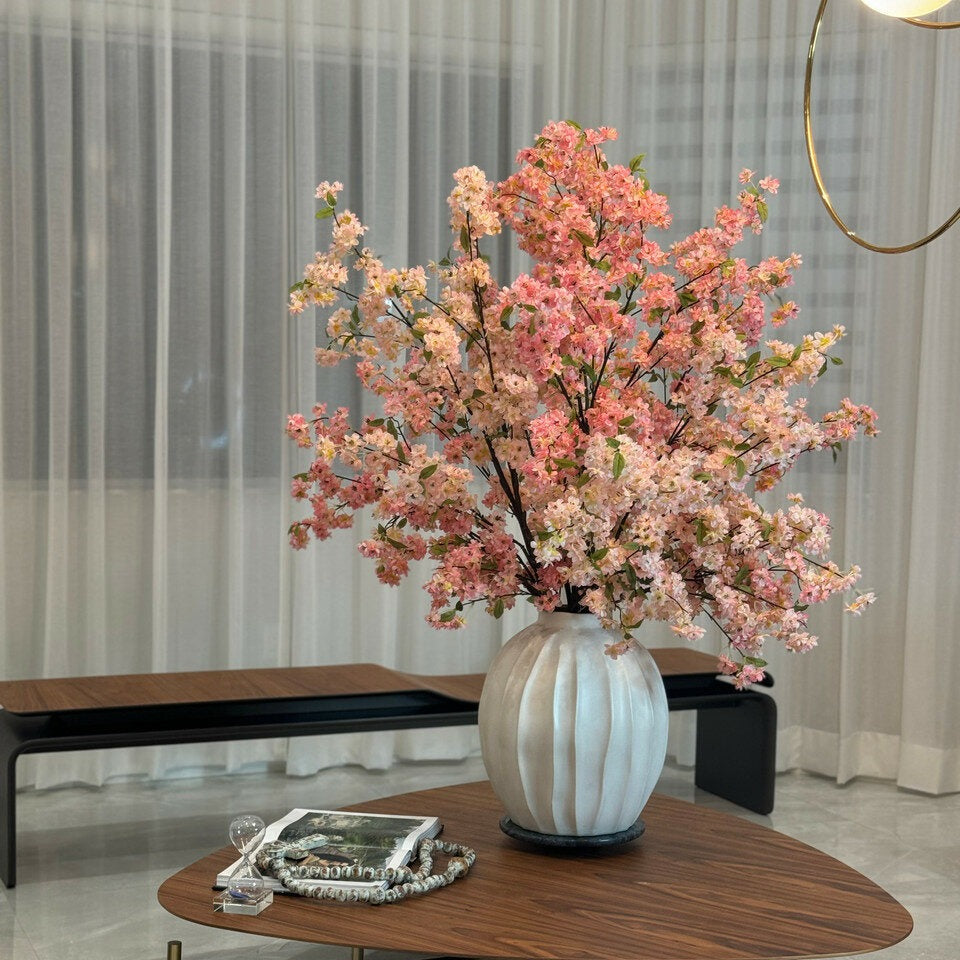 Astoria vase with pink cherry blossoms