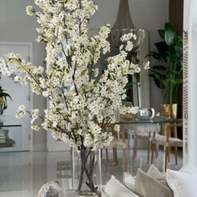 Cherry blossoms in a 16-inch glass cylinder