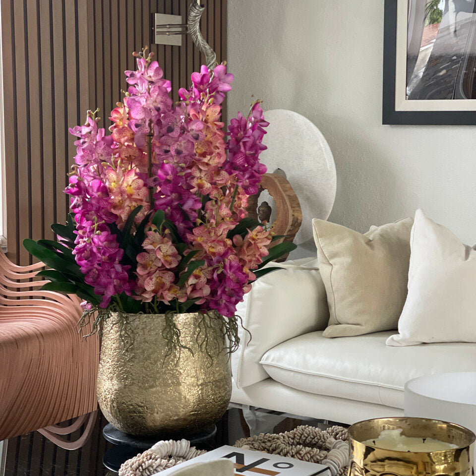 Large Delaney bowl with mixed Mokara orchids