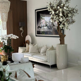White magnolia in St. Tropez pot, beige glossy Delux
