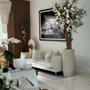 White magnolia in St. Tropez pot, beige glossy