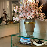Goddess vase with pink cherry blossoms