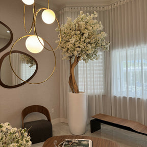 Matte beige Saint-Tropez vase with white cherry blossoms