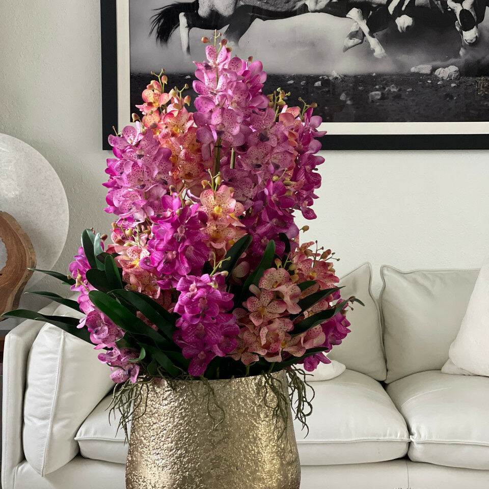 Large Delaney bowl with mixed Mokara orchids