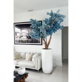 Saint-Tropez matt white vase with blue cherry blossoms